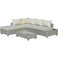 Outsunny Gartenmöbelset, Aluminium/PE Rattan/Polyester, hellgrau Outsunny Gartenmöbelset, Aluminium/PE Rattan/Polyester, hellgrau