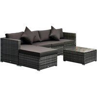 Outsunny Gartenmöbelset, Metall/PE Rattan/Polyester/Schaumstoff/Glas, grau Outsunny Gartenmöbelset, Metall/PE Rattan/Polyester/Schaumstoff/Glas, grau