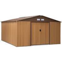 Outsunny Gerätehaus, Metall, BxHxT: 340 x 200 x 386 cm (Außenmaße inkl. Dachüberstand) – braun Rabatt: 25 % Outsunny Gerätehaus, Metall, BxHxT: 340 x 200 x 386 cm (Außenmaße inkl. Dachüberstand) – braun Rabatt: 25 %