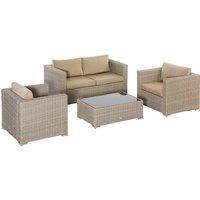 Outsunny Gartenmöbelset, Stahl/PE-Rattan/Polyester, khaki/beige Outsunny Gartenmöbelset, Stahl/PE-Rattan/Polyester, khaki/beige