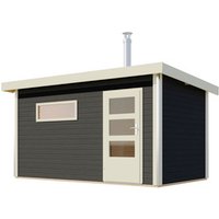 KARIBU Sauna »Skrollan 3«, (Außenmaß) BxHxL: 396 x 239 x 231 cm, 2-Sitzplätze – grau KARIBU Sauna »Skrollan 3«, (Außenmaß) BxHxL: 396 x 239 x 231 cm, 2-Sitzplätze – grau