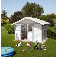 Ondis24 Gartenhaus »Deco 7.5«, Kunststoff, BxHxT: 315 x 250 x 239 cm (Außenmaße) – grau | blau Ondis24 Gartenhaus »Deco 7.5«, Kunststoff, BxHxT: 315 x 250 x 239 cm (Außenmaße) – grau | blau