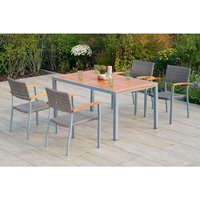 MERXX Gartenmöbelset »Silano«, 5-tlg., stapelbar, Aluminium/Kunststoffgeflecht/Akazie – beige MERXX Gartenmöbelset »Silano«, 5-tlg., stapelbar, Aluminium/Kunststoffgeflecht/Akazie – beige