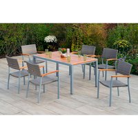 MERXX Gartenmöbelset »Silano«, 7-tlg., stapelbar, Aluminium/Kunststoffgeflecht/Akazie – beige MERXX Gartenmöbelset »Silano«, 7-tlg., stapelbar, Aluminium/Kunststoffgeflecht/Akazie – beige