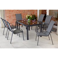 MERXX Gartenmöbelset »Amalfi«, 7-tlg., stapelbar/ausziehbar, Aluminium/Textil – grau MERXX Gartenmöbelset »Amalfi«, 7-tlg., stapelbar/ausziehbar, Aluminium/Textil – grau