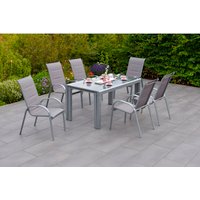 MERXX Gartenmöbelset »Amalfi«, 7-tlg., stapelbar/verlängerbar, Aluminium/Textil – braun MERXX Gartenmöbelset »Amalfi«, 7-tlg., stapelbar/verlängerbar, Aluminium/Textil – braun