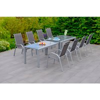 MERXX Gartenmöbelset »Amalfi«, 9-tlg., stapelbar/verlängerbar, Aluminium/Textil – grau MERXX Gartenmöbelset »Amalfi«, 9-tlg., stapelbar/verlängerbar, Aluminium/Textil – grau