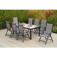 MERXX Gartenmöbelset »Trivero«, 9-tlg., klappbar, Aluminium/Textil – braun MERXX Gartenmöbelset »Trivero«, 9-tlg., klappbar, Aluminium/Textil – braun