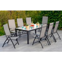 MERXX Gartenmöbelset »Vicenza«, 9-tlg., klappbar, Aluminium/Textil – braun MERXX Gartenmöbelset »Vicenza«, 9-tlg., klappbar, Aluminium/Textil – braun