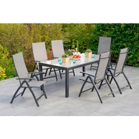 MERXX Gartenmöbelset »Vicenza«, 7-tlg., klappbar, Aluminium/Textil – braun MERXX Gartenmöbelset »Vicenza«, 7-tlg., klappbar, Aluminium/Textil – braun