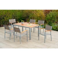MERXX Gartenmöbelset »Naxos«, 7-tlg., stapelbar/ausziehbar, Aluminium/Akazie/Textil – grau Rabatt: 18 % MERXX Gartenmöbelset »Naxos«, 7-tlg., stapelbar/ausziehbar, Aluminium/Akazie/Textil – grau Rabatt: 18 %