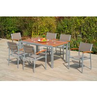 MERXX Gartenmöbelset »Naxos«, 7-tlg., stapelbar, Aluminium/Akazie/Textil – grau MERXX Gartenmöbelset »Naxos«, 7-tlg., stapelbar, Aluminium/Akazie/Textil – grau
