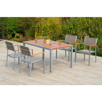 MERXX Gartenmöbelset »Naxos«, 5-tlg., stapelbar, Aluminium/Akazie/Textil – grau MERXX Gartenmöbelset »Naxos«, 5-tlg., stapelbar, Aluminium/Akazie/Textil – grau