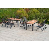 MERXX Gartenmöbelset »Tilos«, 10-tlg., klappbar, Aluminium/Akazie – grau MERXX Gartenmöbelset »Tilos«, 10-tlg., klappbar, Aluminium/Akazie – grau