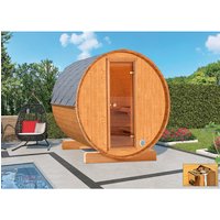 WOLFF FINNHAUS Fasssauna »130«, BxHxT: 205 x 213 x 130 cm, Thermokieferholz – braun WOLFF FINNHAUS Fasssauna »130«, BxHxT: 205 x 213 x 130 cm, Thermokieferholz – braun