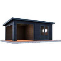 WOLFF FINNHAUS Gartenhaus »Tona 6030 28«, BxHxT: 654 x 252 x 340 cm, 18,2 m², anthrazit – grau WOLFF FINNHAUS Gartenhaus »Tona 6030 28«, BxHxT: 654 x 252 x 340 cm, 18,2 m², anthrazit – grau