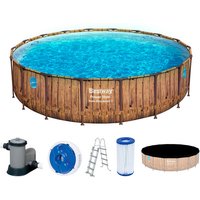 BESTWAY Pool Swim Vista Ø: 549 cm HolzOptik/KieselmosaikOptik braun BESTWAY Pool Swim Vista Ø: 549 cm HolzOptik/KieselmosaikOptik braun