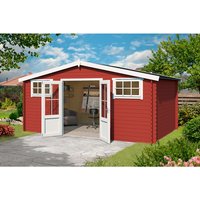 LASITA MAJA Gartenhaus »Boston«, BxHxT:  518,6 x 245,1 x 312 cm (Außenmaße inkl. Dachüberstand),  Holz - rot |  Fichte  |  13,59 m² LASITA MAJA Gartenhaus »Boston«, BxHxT:  518,6 x 245,1 x 312 cm (Außenmaße inkl. Dachüberstand),  Holz - rot |  Fichte  |  13,59 m²