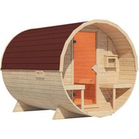 KARIBU Fasssauna »Lauvas 2«, 224x299x229 cm, mit Schindeln – braun KARIBU Fasssauna »Lauvas 2«, 224x299x229 cm, mit Schindeln – braun