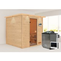 KARIBU Sauna »Jara «, BxTxH: 224 x 191 x 210 cm, 9 kW Bio Ofen mit ext. Steuerung – braun KARIBU Sauna »Jara «, BxTxH: 224 x 191 x 210 cm, 9 kW Bio Ofen mit ext. Steuerung – braun