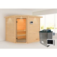 KARIBU Sauna »Tilda «, BxTxH: 224 x 191 x 210 cm, 9 kW Ofen mit ext. Steuerung – braun KARIBU Sauna »Tilda «, BxTxH: 224 x 191 x 210 cm, 9 kW Ofen mit ext. Steuerung – braun