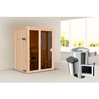 KARIBU Sauna »Juminda«, BxTxH: 155 x 122 x 198 cm, 3,6 kW Ofen mit externe Steuerung , für 2 Personen – beige KARIBU Sauna »Juminda«, BxTxH: 155 x 122 x 198 cm, 3,6 kW Ofen mit externe Steuerung , für 2 Personen – beige
