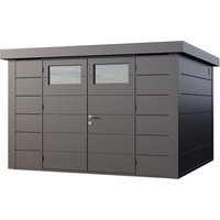 Telluria Gerätehaus »Classico«, BxHxT: 348 x 219 x 318 cm (Außenmaß inkl. Dachüberstand) – silberfarben Telluria Gerätehaus »Classico«, BxHxT: 348 x 219 x 318 cm (Außenmaß inkl. Dachüberstand) – silberfarben