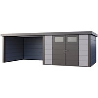 Telluria Gerätehaus »Classico«, BxHxT: 706 x 219 x 318 cm (Außenmaß inkl. Dachüberstand) – grau Telluria Gerätehaus »Classico«, BxHxT: 706 x 219 x 318 cm (Außenmaß inkl. Dachüberstand) – grau