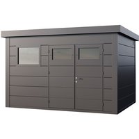 Telluria Gerätehaus »Classico«, BxHxT: 408 x 260 x 318 cm (Außenmaß inkl. Dachüberstand) – silberfarben Telluria Gerätehaus »Classico«, BxHxT: 408 x 260 x 318 cm (Außenmaß inkl. Dachüberstand) – silberfarben