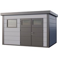 Telluria Gerätehaus »Classico«, BxHxT: 408 x 260 x 318 cm (Außenmaß inkl. Dachüberstand) – grau Telluria Gerätehaus »Classico«, BxHxT: 408 x 260 x 318 cm (Außenmaß inkl. Dachüberstand) – grau