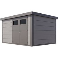 Telluria Gerätehaus »Classico«, BxHxT: 408 x 219 x 318 cm (Außenmaß inkl. Dachüberstand) – grau Telluria Gerätehaus »Classico«, BxHxT: 408 x 219 x 318 cm (Außenmaß inkl. Dachüberstand) – grau
