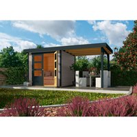 KARIBU Gartenhaus »Lüneburg«, Gartenhaus 213x217x211cm, wassergrau/anthrazit, 19mm KARIBU Gartenhaus »Lüneburg«, Gartenhaus 213x217x211cm, wassergrau/anthrazit, 19mm