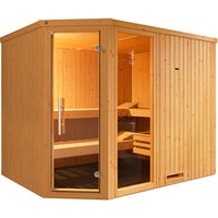 WEKA Ecksauna »VARBERG 4«, 6 Personen, inkl. 9 kW Ofen mit externer Steuerung – braun WEKA Ecksauna »VARBERG 4«, 6 Personen, inkl. 9 kW Ofen mit externer Steuerung – braun