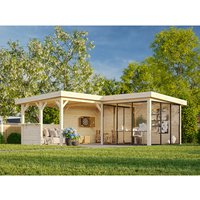 PALMAKO Pavillon »Lenna«, Aufstellmaße BxTxH: 628 x 628 x 245 cm, unbehandelt, Holz – braun PALMAKO Pavillon »Lenna«, Aufstellmaße BxTxH: 628 x 628 x 245 cm, unbehandelt, Holz – braun