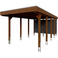 SKANHOLZ Einzelcarport »Friesland Set 12«, 314 x 708 cm (BxT), mit Abstellraum, nussbaum – braun Rabatt: 11 % SKANHOLZ Einzelcarport »Friesland Set 12«, 314 x 708 cm (BxT), mit Abstellraum, nussbaum – braun Rabatt: 11 %