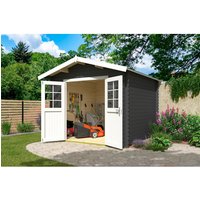 Mr. GARDENER Gartenhaus »Australien Plus«, (BxHxT): 316,8 x 316,8 x 330 cm (Außenmaß), carbongrau/weiss Mr. GARDENER Gartenhaus »Australien Plus«, (BxHxT): 316,8 x 316,8 x 330 cm (Außenmaß), carbongrau/weiss