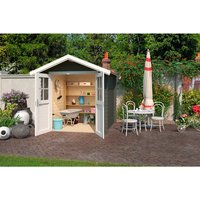 Mr. GARDENER Gartenhaus »Inn«, (BxT): 200 x 200 cm (Aufstellmaß), 28 mm Wandstärke, grüngrau/weiss – gruen Mr. GARDENER Gartenhaus »Inn«, (BxT): 200 x 200 cm (Aufstellmaß), 28 mm Wandstärke, grüngrau/weiss – gruen