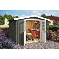 Mr. GARDENER Gartenhaus »Australien«, (BxT): 280×280 cm (Aufstellmaß), 28 mm Wandstärke, grüngrau/weiss – gruen Mr. GARDENER Gartenhaus »Australien«, (BxT): 280×280 cm (Aufstellmaß), 28 mm Wandstärke, grüngrau/weiss – gruen
