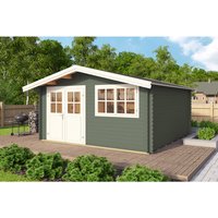 Mr. GARDENER Gartenhaus »Isar«, (BxT): 380×380 cm (Aufstellmaß), 28 mm Wandstärke, grüngrau/weiss – gruen Mr. GARDENER Gartenhaus »Isar«, (BxT): 380×380 cm (Aufstellmaß), 28 mm Wandstärke, grüngrau/weiss – gruen
