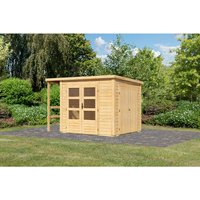 KARIBU Gartenhaus, BxHxT: 439 x 209 x 199,6 cm (Außenmaße inkl. Dachüberstand), Wandstärke 28 mm - braun |  Fichte  |  4,87 m² KARIBU Gartenhaus, BxHxT: 439 x 209 x 199,6 cm (Außenmaße inkl. Dachüberstand), Wandstärke 28 mm - braun |  Fichte  |  4,87 m²