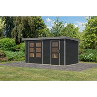 KARIBU Gartenhaus »Merkur C«, BxHxT: 432 x 209 x 213 cm (Außenmaße inkl. Dachüberstand), Wandstärke 19 mm – grau KARIBU Gartenhaus »Merkur C«, BxHxT: 432 x 209 x 213 cm (Außenmaße inkl. Dachüberstand), Wandstärke 19 mm – grau