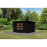 KARIBU Gartenhaus »Stockach 5«, BxHxT: 335 x 197 x 242 cm (Außenmaße inkl. Dachüberstand), Wandstärke 19 mm - schwarz |  Fichte  |  7,28 m² KARIBU Gartenhaus »Stockach 5«, BxHxT: 335 x 197 x 242 cm (Außenmaße inkl. Dachüberstand), Wandstärke 19 mm - schwarz |  Fichte  |  7,28 m²