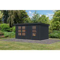 KARIBU Gartenhaus »Merkur C«, BxHxT: 432 x 209 x 213 cm (Außenmaße inkl. Dachüberstand), Wandstärke 19 mm – grau KARIBU Gartenhaus »Merkur C«, BxHxT: 432 x 209 x 213 cm (Außenmaße inkl. Dachüberstand), Wandstärke 19 mm – grau