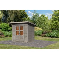 KARIBU Gartenhaus »Merseburg 3«, BxHxT: 244 x 219 x 150 cm (Außenmaße inkl. Dachüberstand), Wandstärke 14 mm – grau KARIBU Gartenhaus »Merseburg 3«, BxHxT: 244 x 219 x 150 cm (Außenmaße inkl. Dachüberstand), Wandstärke 14 mm – grau