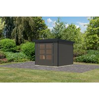 KARIBU Gartenhaus »Osterby 3 B«, BxHxT: 272,5 x 209 x 213 cm (Außenmaße inkl. Dachüberstand), Wandstärke 19 mm - grau |  Fichte  |  5,05 m² KARIBU Gartenhaus »Osterby 3 B«, BxHxT: 272,5 x 209 x 213 cm (Außenmaße inkl. Dachüberstand), Wandstärke 19 mm - grau |  Fichte  |  5,05 m²