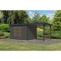 KARIBU Gartenhaus »Osterby 4 B«, BxHxT: 538,5 x 209 x 213 cm (Außenmaße inkl. Dachüberstand), Wandstärke 19 mm – grau KARIBU Gartenhaus »Osterby 4 B«, BxHxT: 538,5 x 209 x 213 cm (Außenmaße inkl. Dachüberstand), Wandstärke 19 mm – grau
