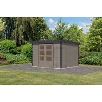 KARIBU Gartenhaus »Osterby 5 D«, BxHxT: 320,5 x 209 x 242 cm (Außenmaße inkl. Dachüberstand), Wandstärke 19 mm – grau KARIBU Gartenhaus »Osterby 5 D«, BxHxT: 320,5 x 209 x 242 cm (Außenmaße inkl. Dachüberstand), Wandstärke 19 mm – grau