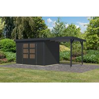 KARIBU Gartenhaus »Osterby 4 C«, BxHxT: 538,5 x 209 x 213 cm (Außenmaße inkl. Dachüberstand), Wandstärke 19 mm - grau |  Fichte  |  6,35 m² KARIBU Gartenhaus »Osterby 4 C«, BxHxT: 538,5 x 209 x 213 cm (Außenmaße inkl. Dachüberstand), Wandstärke 19 mm - grau |  Fichte  |  6,35 m²