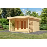 KARIBU Gartenhaus »Chione«, BxHxT: 444,5 x 238 x 393 cm (Außenmaße inkl. Dachüberstand), Wandstärke 38 mm - braun |  Fichte  |  15,72 m² KARIBU Gartenhaus »Chione«, BxHxT: 444,5 x 238 x 393 cm (Außenmaße inkl. Dachüberstand), Wandstärke 38 mm - braun |  Fichte  |  15,72 m²