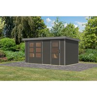 KARIBU Gartenhaus »Merkur B«, BxHxT: 432 x 209 x 213 cm (Außenmaße inkl. Dachüberstand), Wandstärke 19 mm – grau KARIBU Gartenhaus »Merkur B«, BxHxT: 432 x 209 x 213 cm (Außenmaße inkl. Dachüberstand), Wandstärke 19 mm – grau